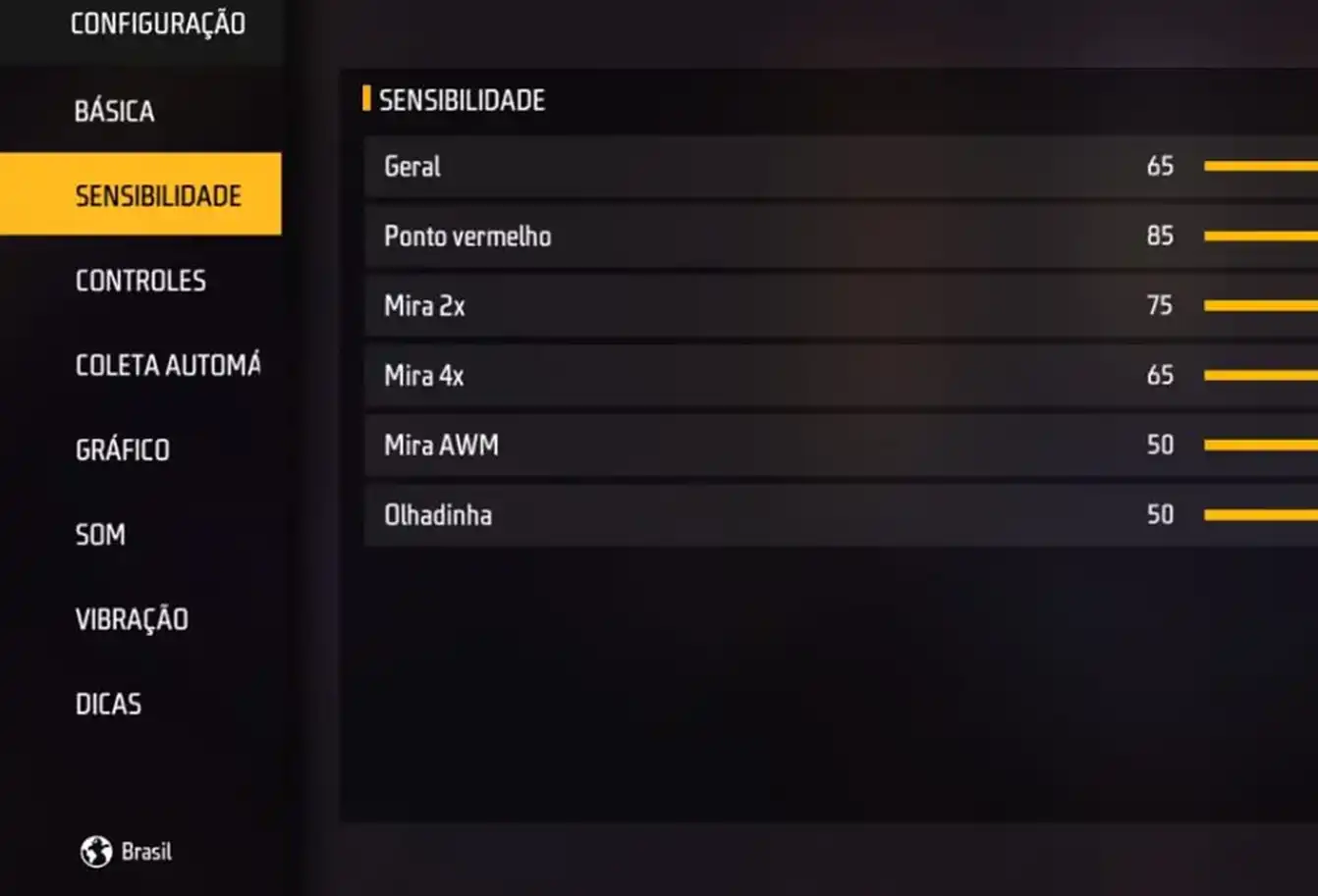 Como alterar sensibilidade Free fire