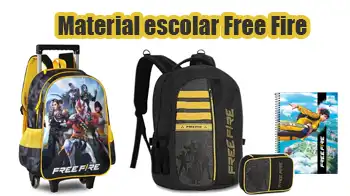 Materiais Escolares do Free Fire - Lancheira, Cadernos e Mochilas