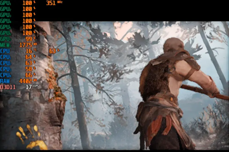 Gameplay God of war em 15 fps