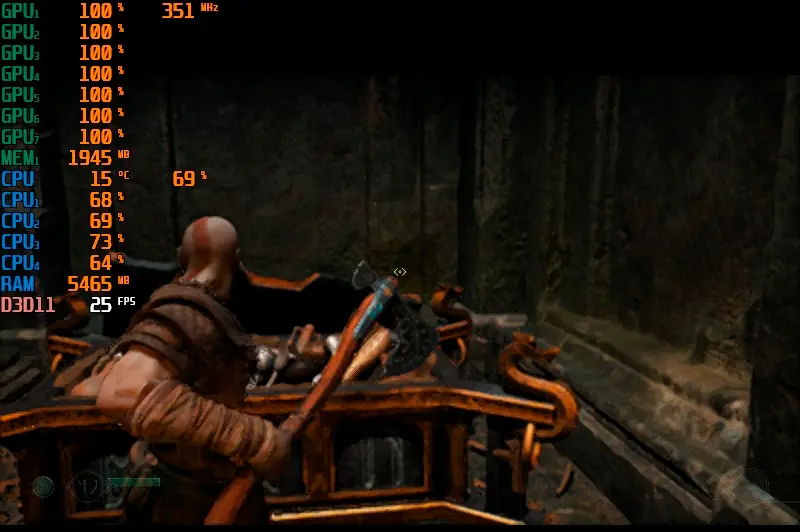 Gameplay God of war em 15 fps