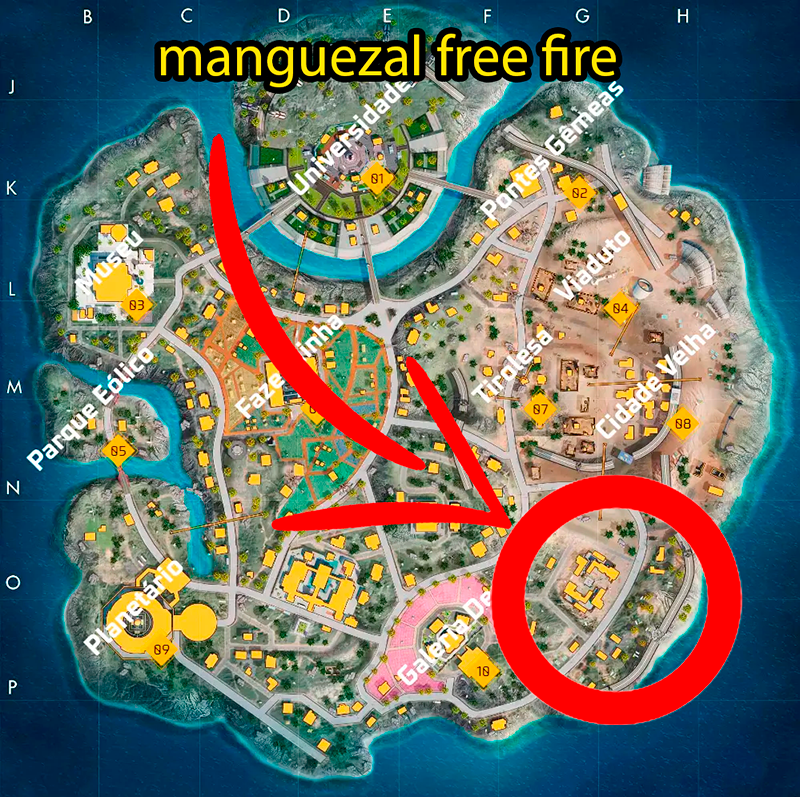 Veja a localização do Manguezal free fire, do novo mapa nova terra!