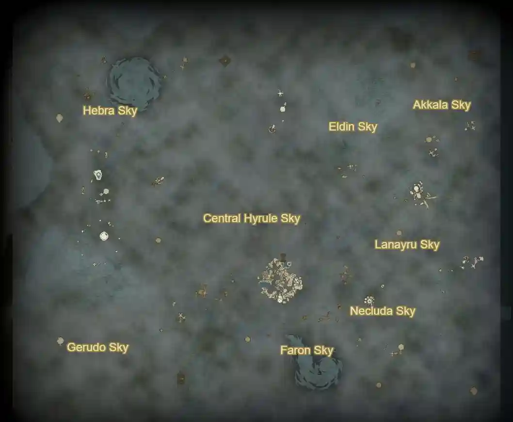 Zelda Tears of the Kingdom mapa completo do céu de Hyrule